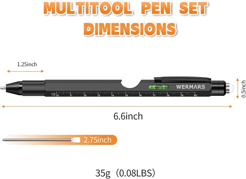 WERMARS Stocking Stuffers for Men Gifts,Gifts for Men, 9 in 1 Multitool Pen, Christmas Gadgets Gifts for Dad from Kids, Birthday Gift for Him,Gifts for Adults Husband, Boyfriend, Grandpa (Black) - Image 4
